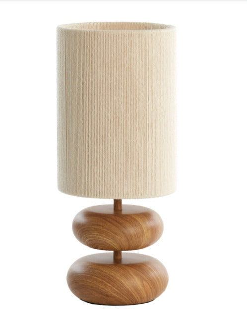 Wooden Table Lamp - Handcrafted with Rope Shade