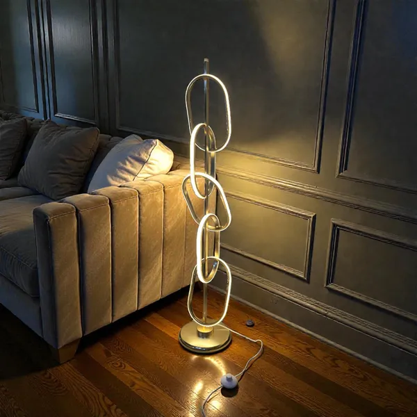 Modern Gold LED Spiral Floor Lamp – Designer Statement Light