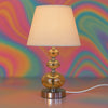 Beige Fabric Shade Table Lamp with Transparent Base