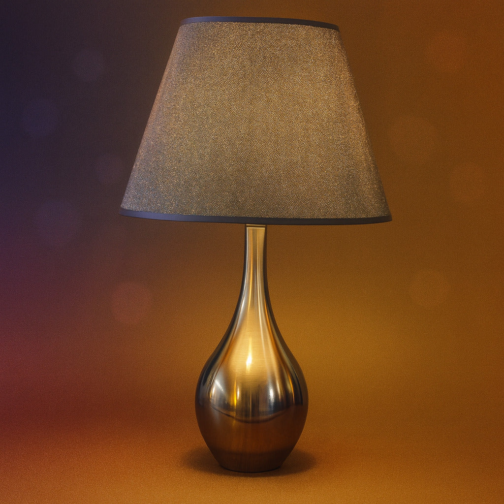 Metal Table Lamp with Grey Cotton Shade