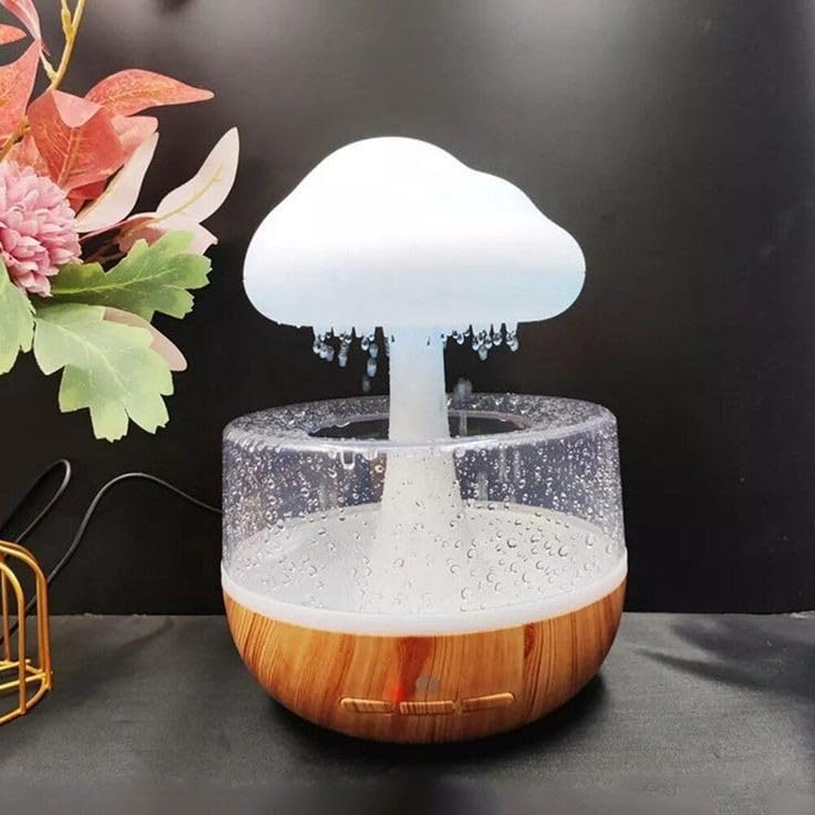 Rain Cloud USB Aroma Diffuser & Night Light Humidifier - Cool Mist, Raindrop Glow, Quiet Relaxation for Bedroom & Yoga