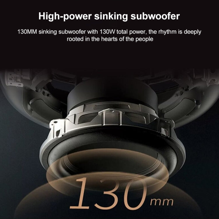 High-power sinking subwoofer with text on a dark background