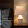 Cermaic Bedside Table Lamp for Bedroom & Living Room | Grey | Lamp Woven Rope Detailing with Warm Light