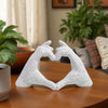 Heart Hands White Resin Sculpture