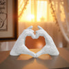 Heart Hands White Resin Sculpture
