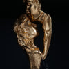 Decorative Couple Sculpture, Gold Resin, Modern Art Statue with Black Base