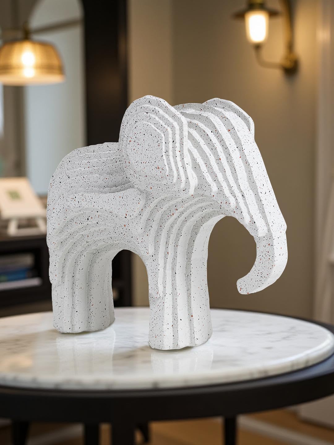 White Modern Geometric Elephant Showpiece