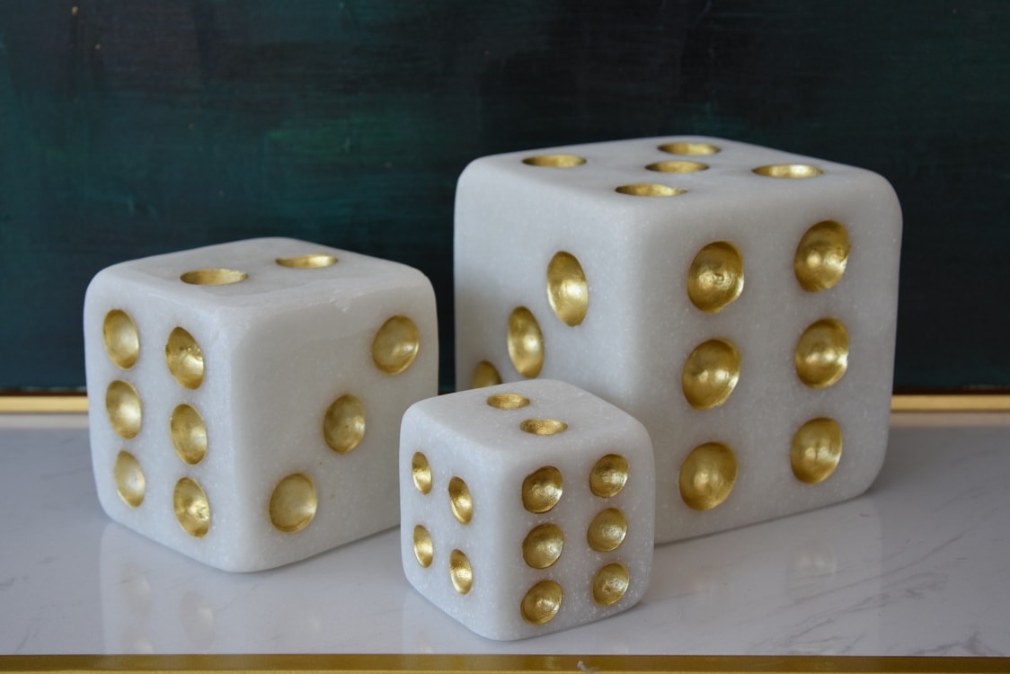 Dice Marble Finish Decor 3inch