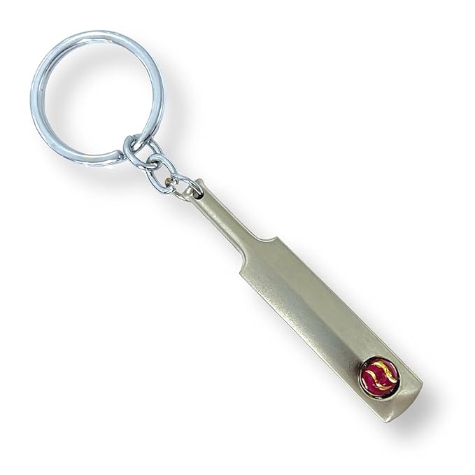 Cricket Bat Metal Keychain