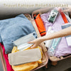Travel fatigue relief assistant product in a suitcase with travel items.