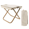 Foldable camping stool with carrying bag on a white background