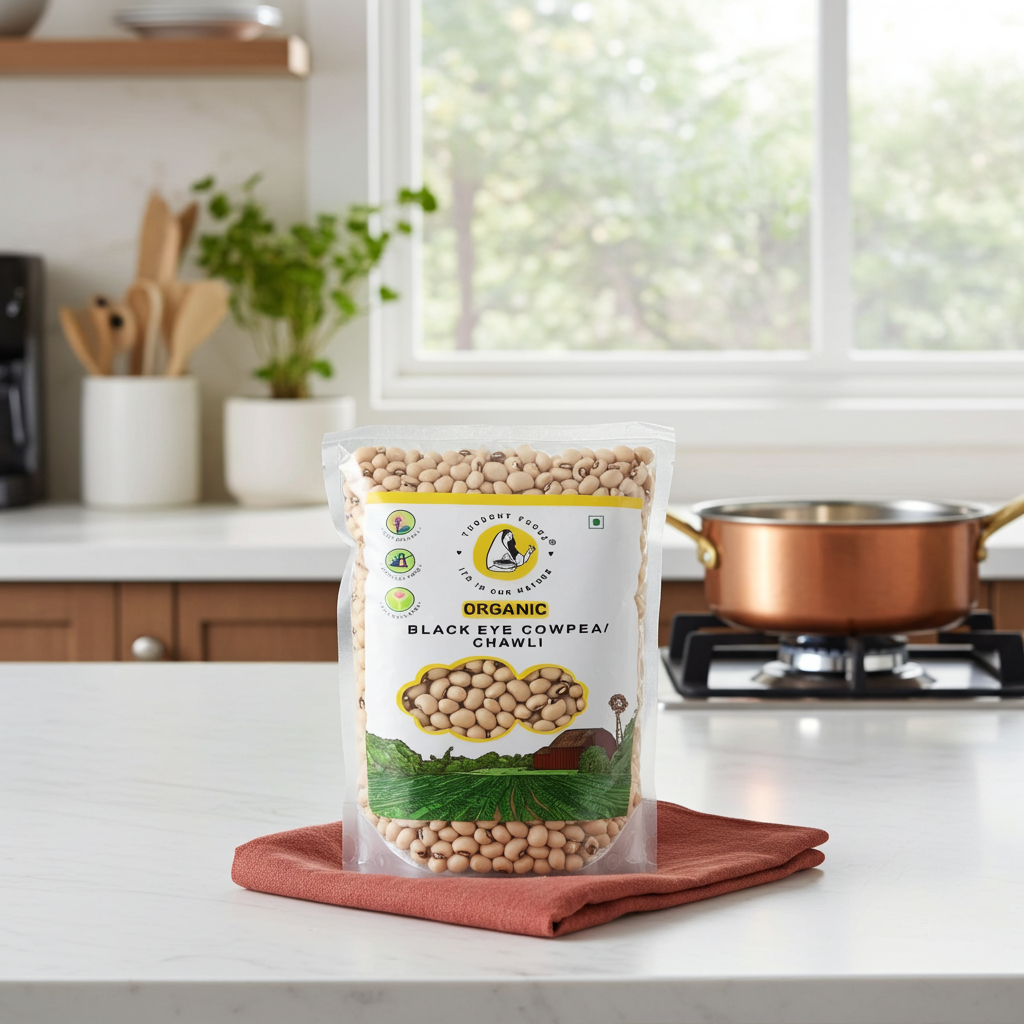 Cowpea White Whole (Black Eyed Beans / Lobia / Chawli) – 100% Organic & Unpolished | Protein-Rich Legume for Everyday Cooking - 1kg