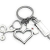 Stethoscope Injection Doctor Metal Keychain (Silver)
