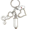 Stethoscope Injection Doctor Metal Keychain (Silver)