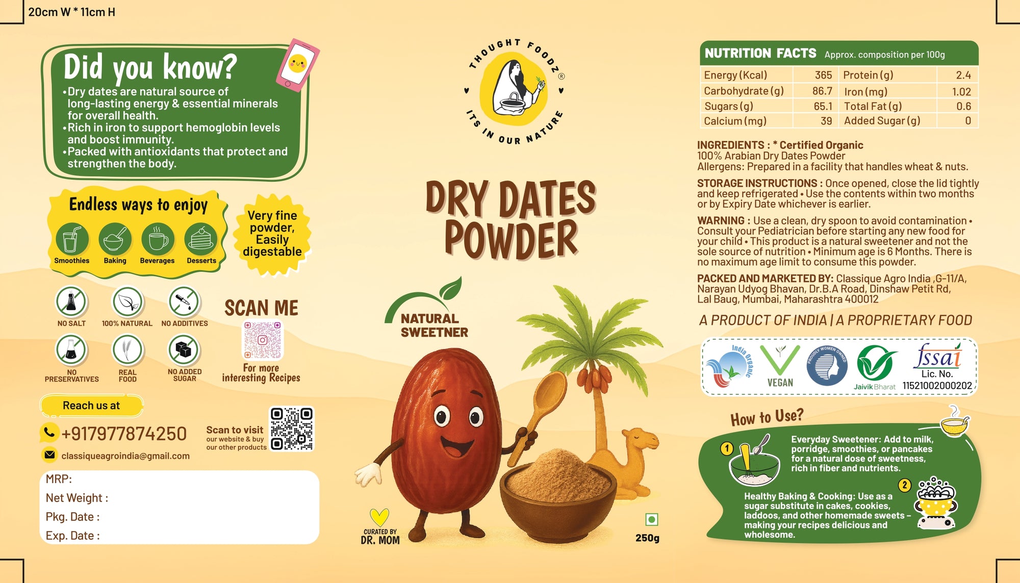 100% Premium Arabian Dry Dates Powder – 250g