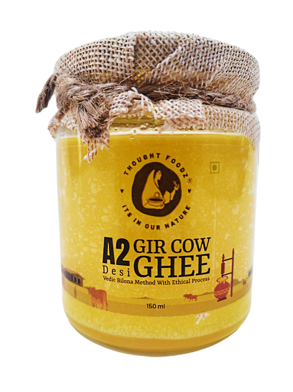 A2 (Desi) Gir Cow Ghee | Bilona Method | Grass-fed, Cultured, Premium & Traditional Ghee | Cruelty Free | Hormone & Anti-Biotic Free