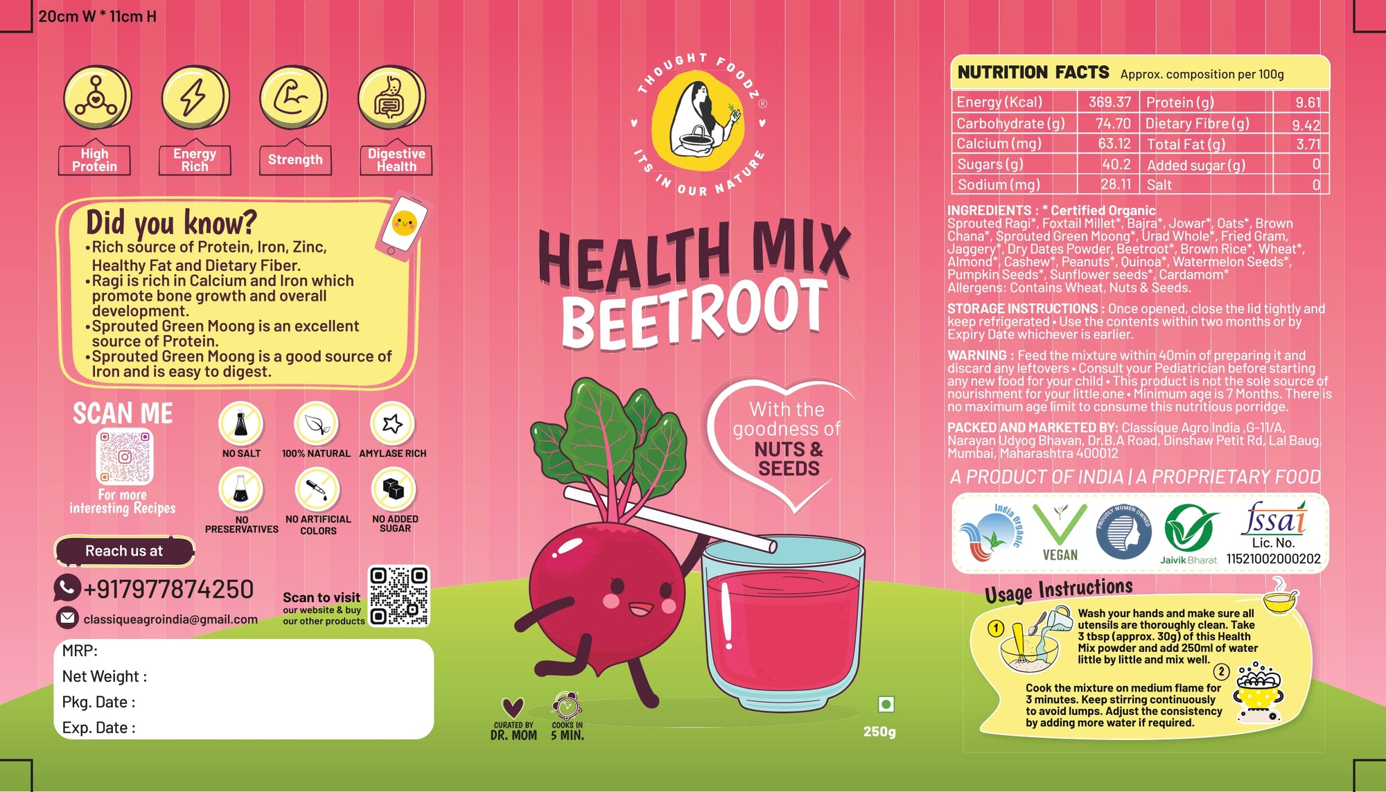 Organic Beetroot Health Mix for Kids and Adults - 250g