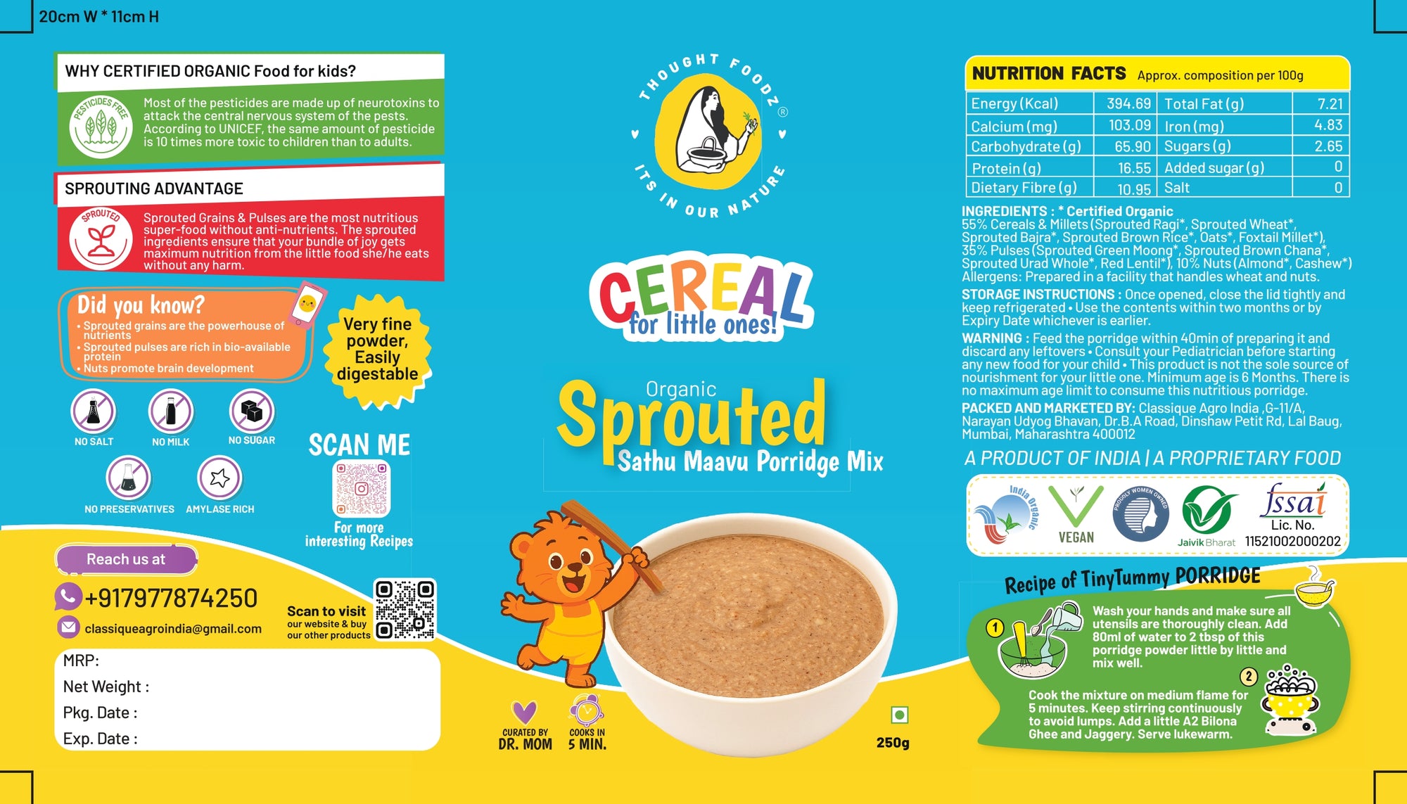 100% Organic Sprouted Sathu Maavu Porridge Mix - 250g