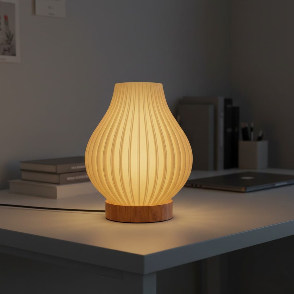 Stripe Fluted Vase Lamp