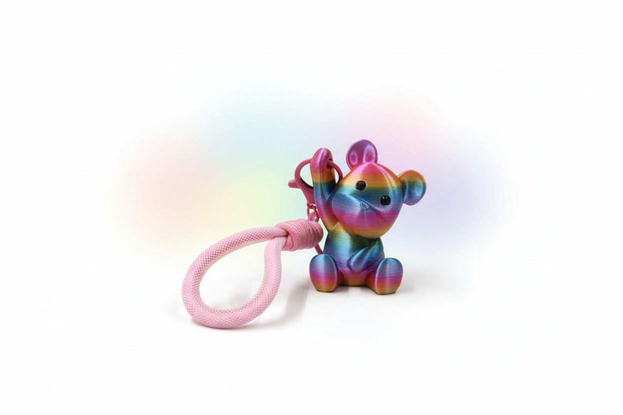 Rainbow Holographic Bear Keychain (TPZ-03)