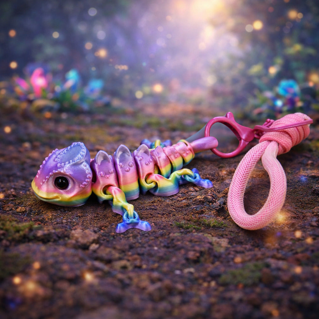 Enchanted Rainbow Chameleon Keychain (TPZ-05)