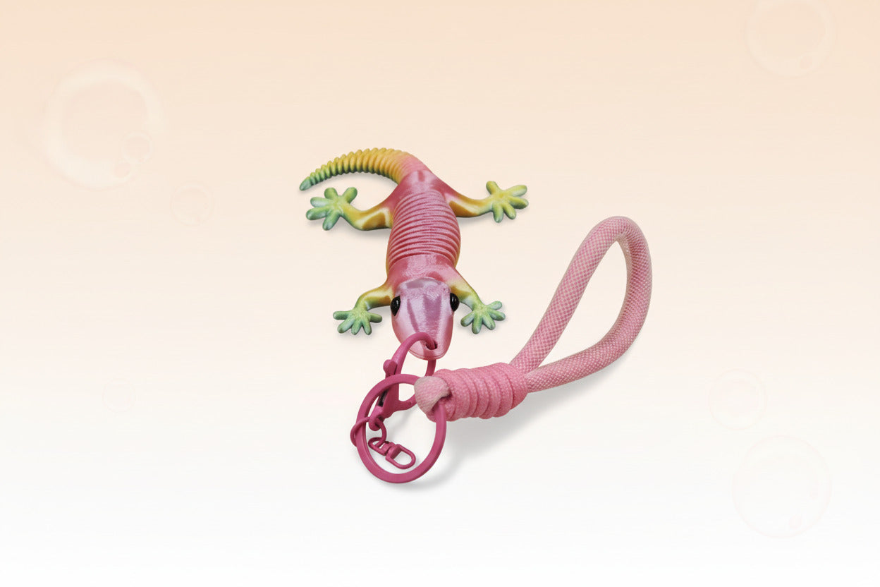 Glossy Pink Gecko Keychain (TPZ-24)