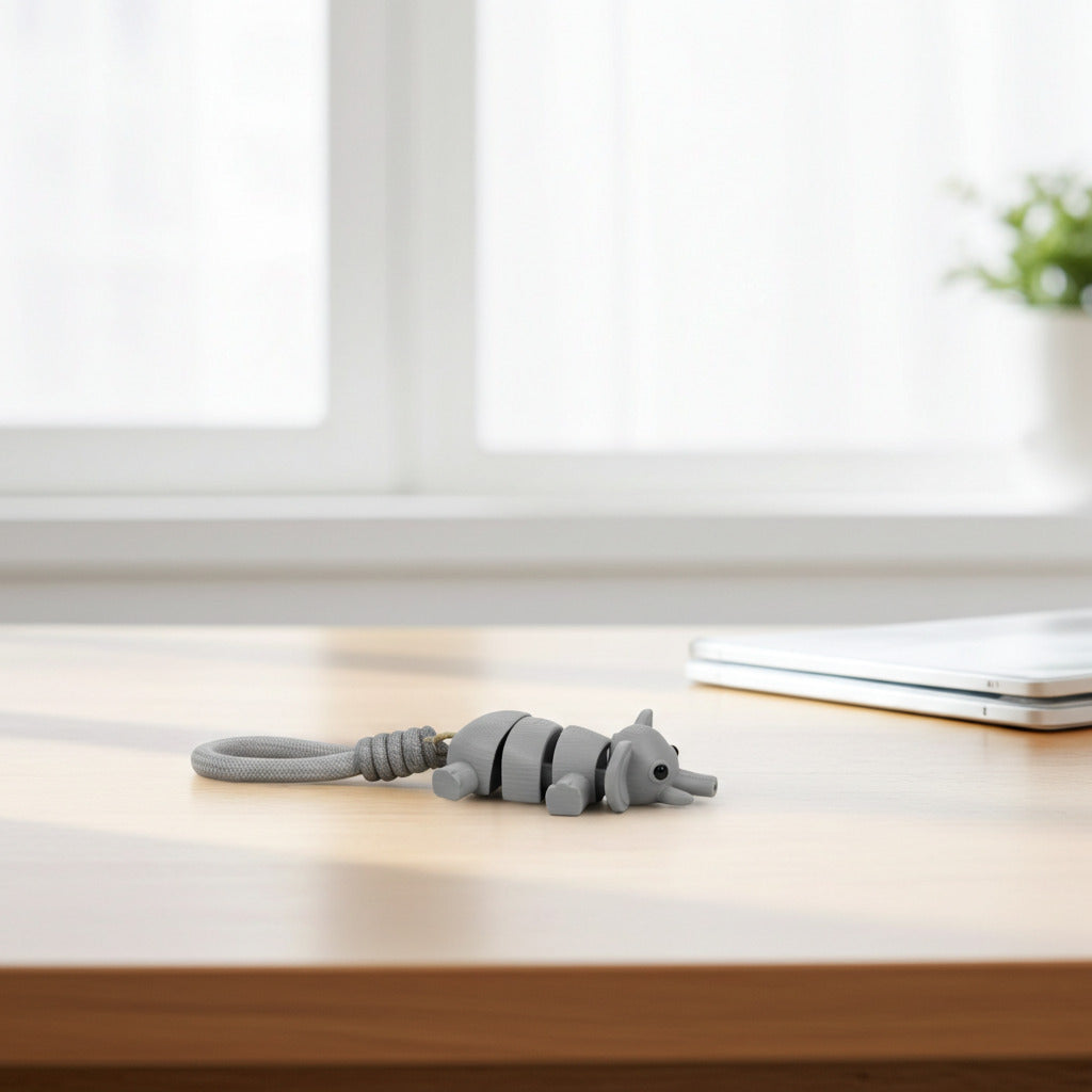 Posable Gray Elephant Keychain (TPZ-25)