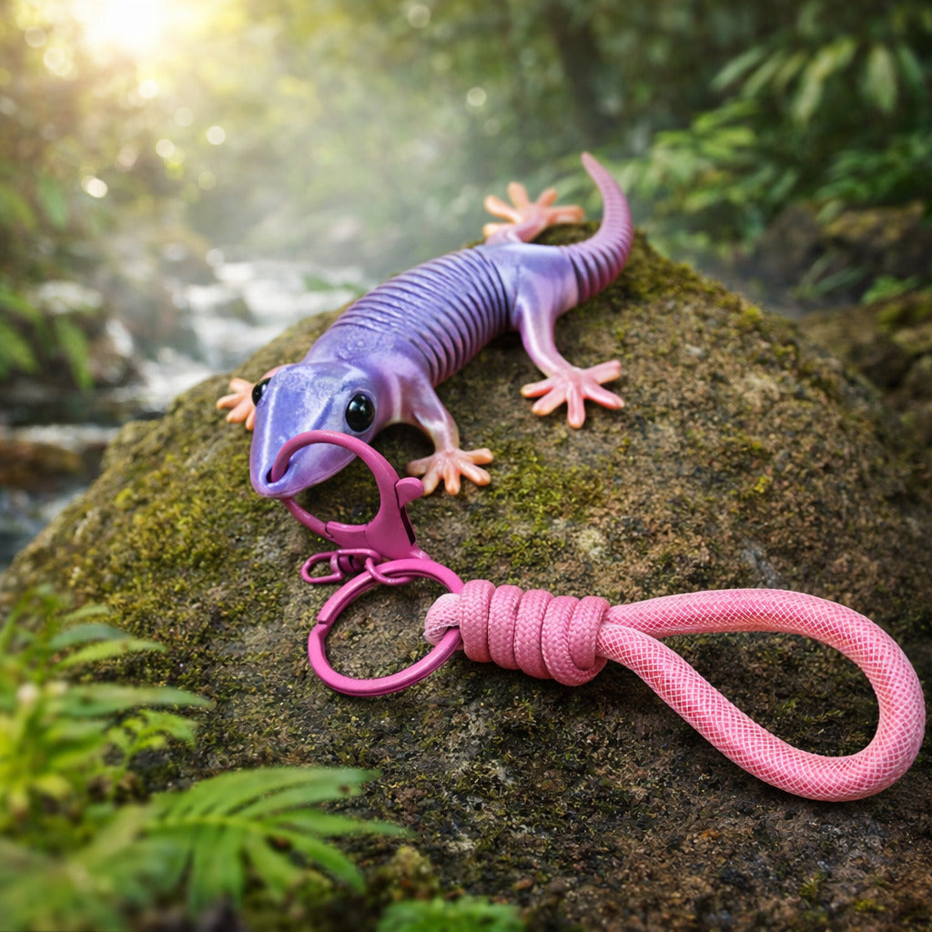 Gecko Adventure Keychain – Flexible Animal Key Holder (TPZ-35)