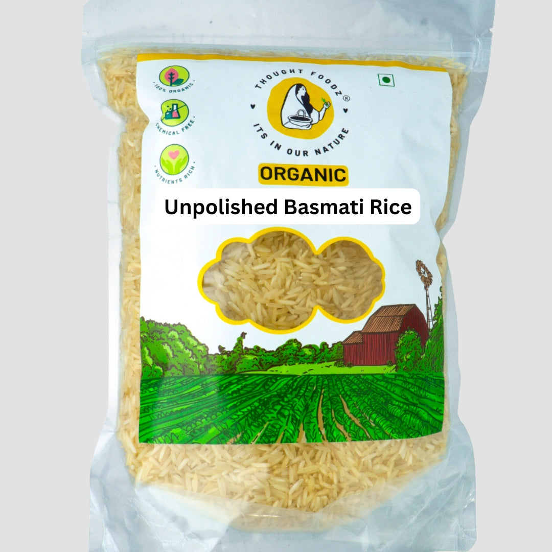 Unpolished Basmati Pusa 1 Rice – 1kg | Aromatic Whole Grain Rice for Everyday Meals | Fiber-Rich