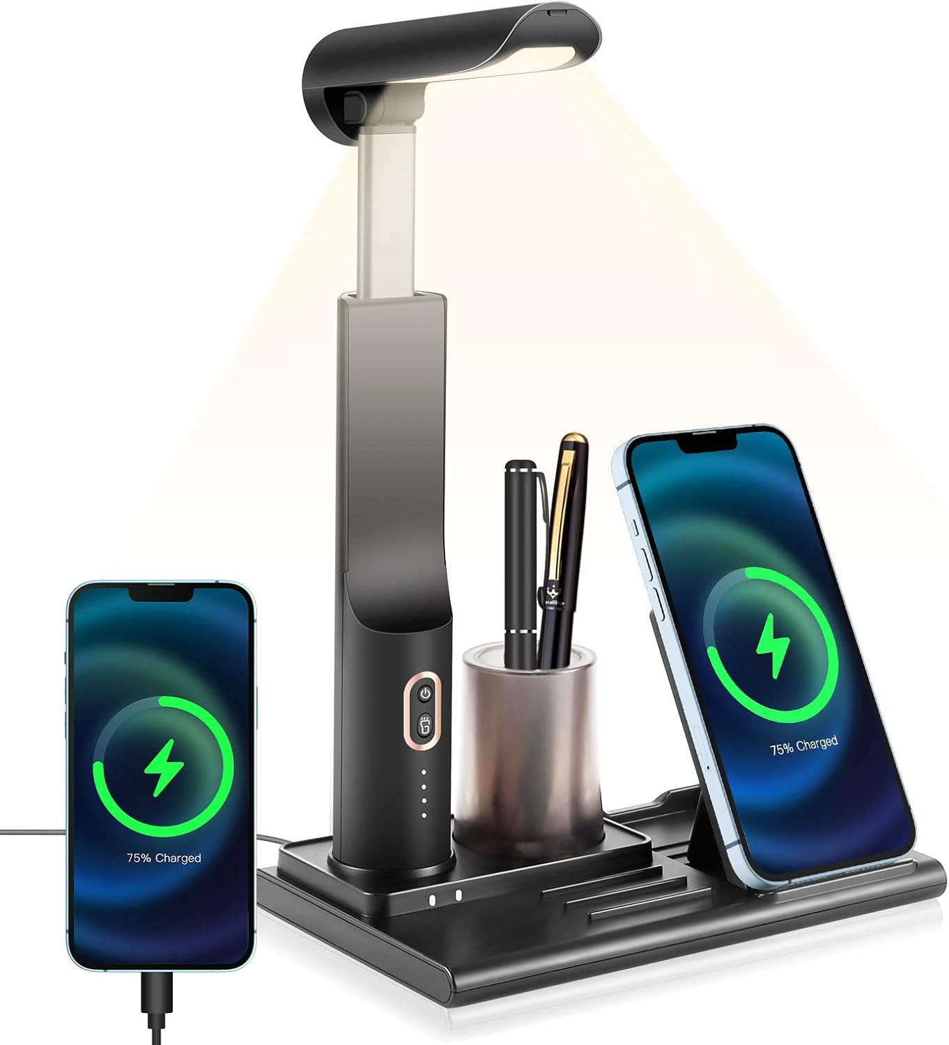 LED Desk Lamp with 15W Wireless Charger – USB Port, 3 Lighting Modes – Study Lamp for Home Office, Dorm Room Essentials