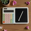 2-in-1 Calculator & LCD Writing Pad with 7.5 Inches Tablet, 12 Digits, Stylus Pen (White)