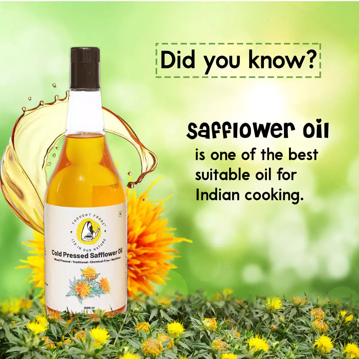 Safflower Oil | Cold Pressed | Organic | 100% Pure | Edible